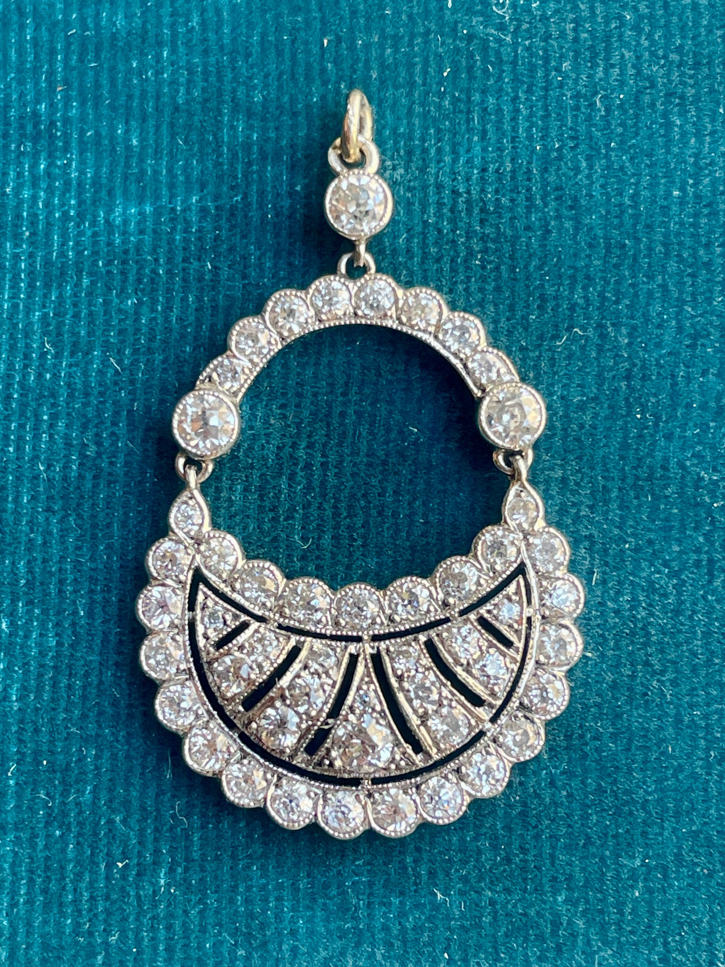 Antique French Diamond Lavallière Silver-Over-18k-Gold Pendant