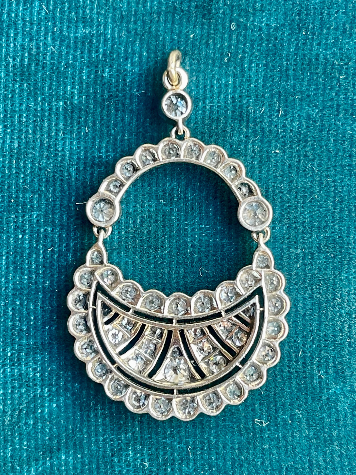 Antique French Diamond Lavallière Silver-Over-18k-Gold Pendant