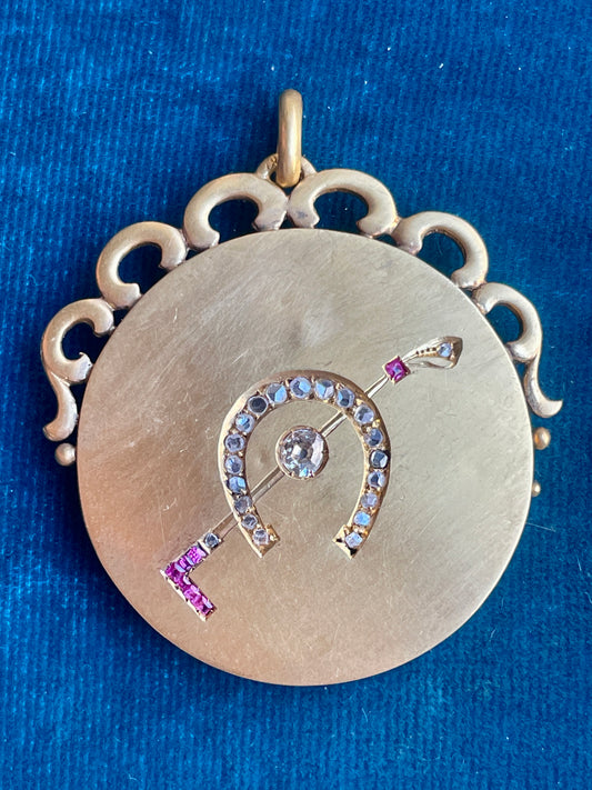 Antique French Horseshoe 18k Gold Locket Pendant