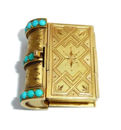 Antique Victorian "Souvenir" Foldable Book 18K Gold Bracelet