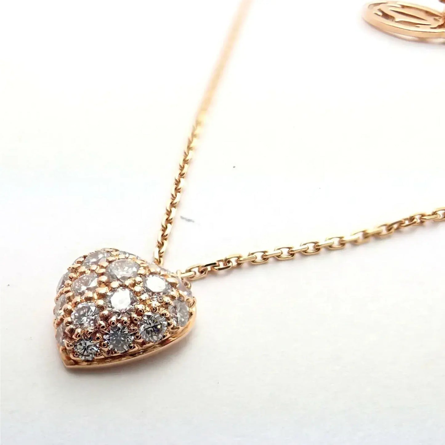 Cartier "C Heart of Cartier" Diamond Pave 18k Rose Gold Pendant Necklace
